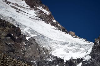 09 Aconcagua Polish Glacier Close Up From The Top Of The Narrow Gully 4550m On The Climb From Plaza Argentina Base Camp To Camp 1